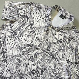 Sunday Swagger Mens 2XL Golf Polo Shirt Tropical Palm Leaf Print Black White 2XL